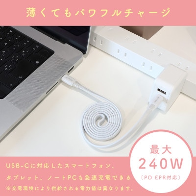 マグネットフラットケーブル PD240W対応 ペールアイリス(MOT-MGFCC100-PU)