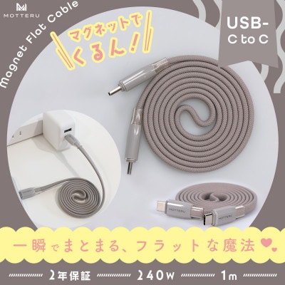 マグネットフラットケーブル PD240W対応 ラテグレージュ (MOT-MGFCC100-GY)