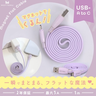 マグネットフラットケーブル 磁力でまとまる ペールアイリス (MOT-MGFAC100-PU)