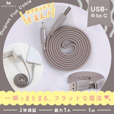 マグネットフラットケーブル 磁力でまとまる ラテグレージュ (MOT-MGFAC100-GY)