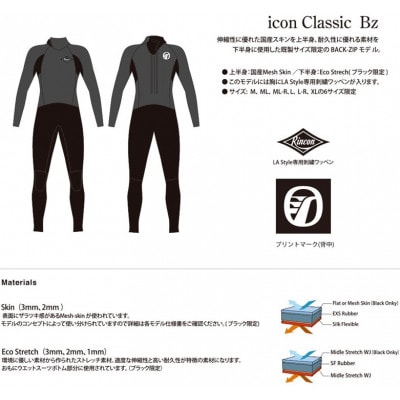 ウエットスーツRINCON 3/2mm icon-BZフルスーツ FALL/WINTER仕様 L-R