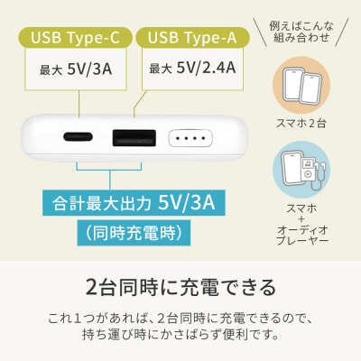 (オウルテック) 5000mAh 最大15W出力 USB C、A出力 モバイルバッテリー ホワイト