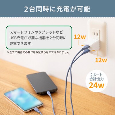 (オウルテック) 24W出力対応 USB Type-A×2コンパクト AC充電器 ホワイト