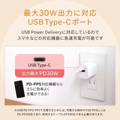 (オウルテック) PD30W対応 USB C×1 USB A×1 AC充電器 ホワイト