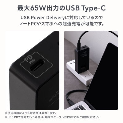 (オウルテック)薄さ19.5mm最大PD65W出力USBType-C×1Type-A×1 AC充電器