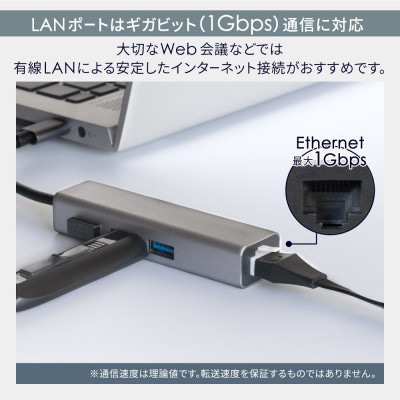 USB 5Gbps対応 USB Type-A×3 USB Type-C 有線LANアダプタ