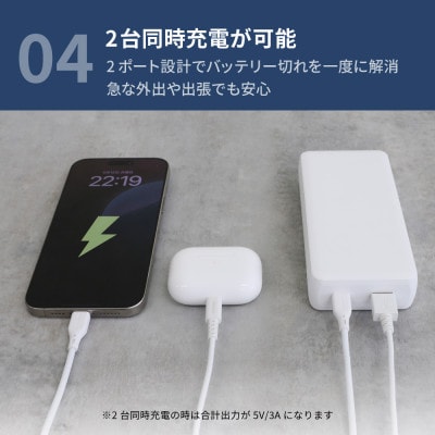 20000mAh 最大PD30W対応 モバイルバッテリー ホワイト