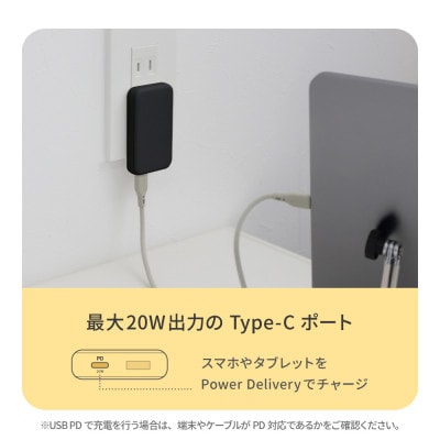 最大PD20W出力GaN採用USB Type-C×1 USB Type-A×1 AC充電器 ブラック