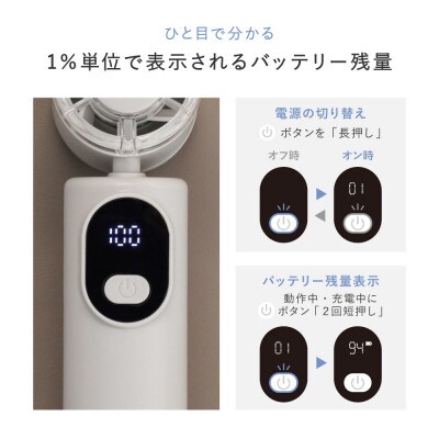 5段階風量調節・約4時間30分使用可能 ディスプレイ搭載 ジェットハンディファン ブルーグレー