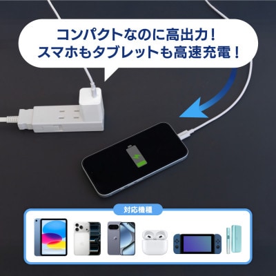 USB Type-Cケーブル付属 最大PD30W USB Type-C×1 AC充電器 ホワイト