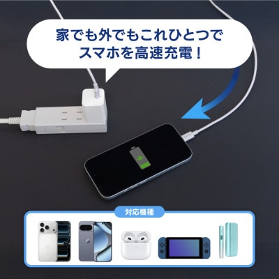 USB Type-Cケーブル付属 最大PD20W出力 USB Type-C×1 AC充電 ホワイト