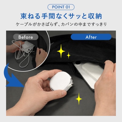 スタンド付き 片引き巻取り式 3A充電/データ転送対応 Type-A to Cケーブル ホワイト