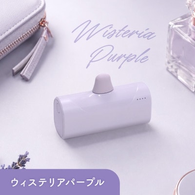 5000mAh 最大15W USB Type-C 直挿しモバイルバッテリー  ウィステリアパープル