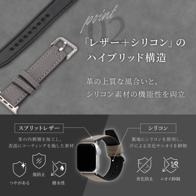 Apple Watch(42/44/45/46/49mm)用 シュリンクレザーバンド  ブラック