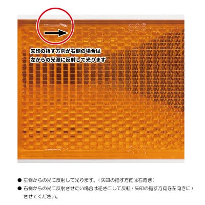斜めからの光に対応!斜光型回帰反射器　スーパーサイドデリ 横型反射板 オレンジ 5本セット