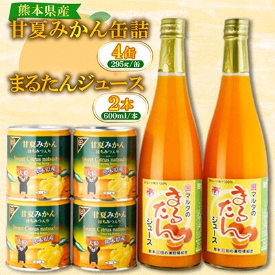 甘夏みかん缶詰4缶 まるたんジュース2本セット B167-12