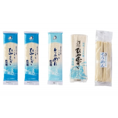 ひやむぎ・そうめん 食べ比べ 小セット (5袋 14食分)