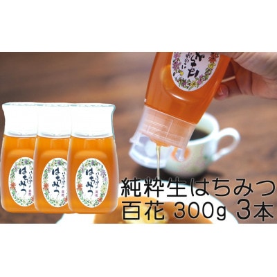 使いやすいポリ容器入り 非加熱　純粋生はちみつ 百花 300g 3本セット