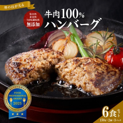堺の技が光る無添加の牛肉100%ハンバーグ　6食セット