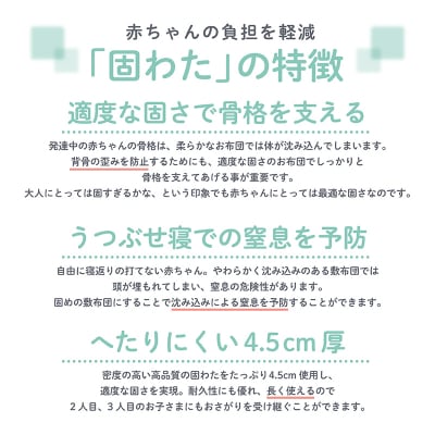 綿100%生地 ミニサイズ 固わたベビー敷布団 60×90cm