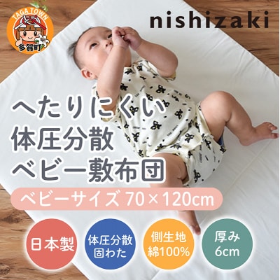 綿100%生地 へたりにくい体圧分散敷布団 70×120cm