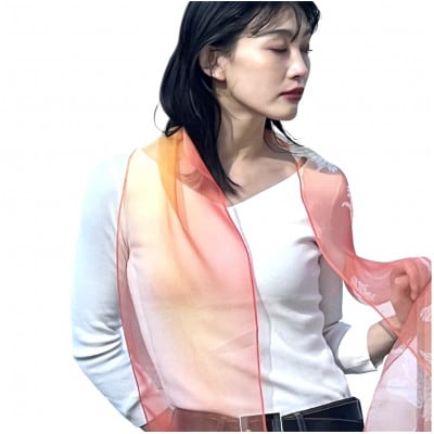 透きとおる絹に重なり合う色彩と光。 【シルクスカーフ】 美濃友禅 ―暁光―