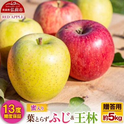りんご 13度糖度保証【贈答用】蜜入り 葉とらずふじ&王林 約5kg|24_rap-170501