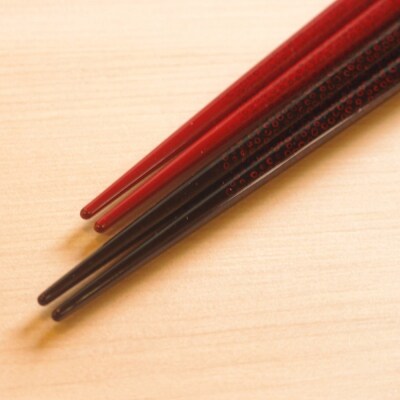 津軽塗 夫婦箸 菜の華 七々子塗 黒(大)・赤(中)|24_tnk-100101