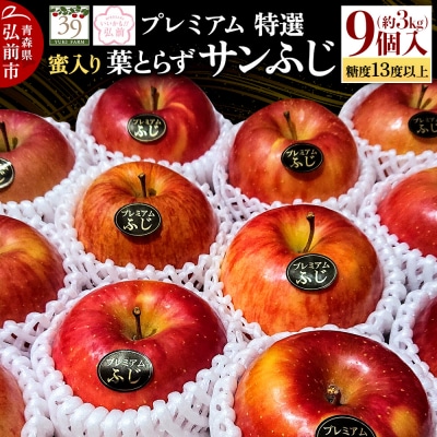 りんご糖度13度以上 特選プレミアム 蜜入り 葉とらずサンふじ 約3kg|24_yuk-090301