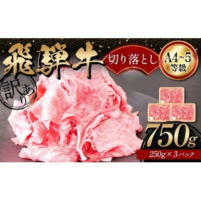 【訳あり】A4等級以上 飛騨牛 切り落とし 250g×3 計750g