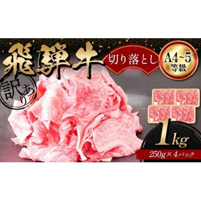 【訳あり】A4等級以上 飛騨牛 切り落とし 250g×4 計1kg