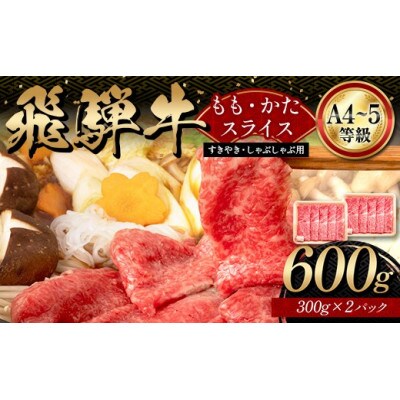 A4等級以上【飛騨牛】もも・かたスライス 600g(300g×2パック)