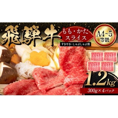A4等級以上【飛騨牛】もも・かたスライス 1.2kg(300g×4パック)