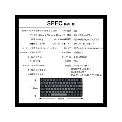 東プレ REALFORCE RC1 コンパクトキーボード 英語配列 45g(型式:C1HK11)