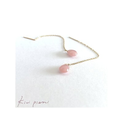 【天然石ジュエリー】グァバクォーツ　k10(10金) アメリカンピアス◇