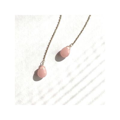 【天然石ジュエリー】グァバクォーツ　k10(10金) アメリカンピアス◇