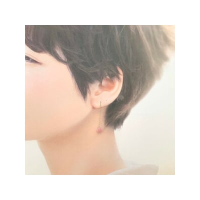 【天然石ジュエリー】グァバクォーツ　k10(10金) アメリカンピアス◇