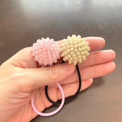 【Bヘアゴムブラック】ビーズのヘアゴム5個※着日指定不可