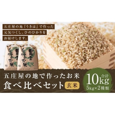 五庄屋の地で作った玄米食べ比べ(元気つくし・ひのひかり) 各5kg U160-1RC-BWSE-10