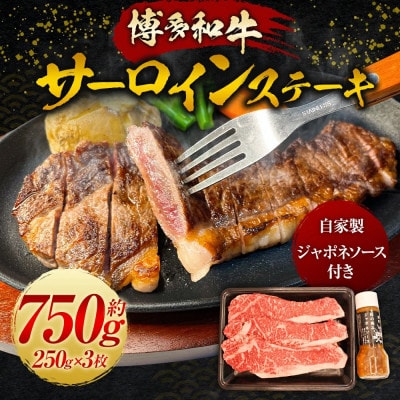 【博多和牛】サーロインステーキ250g×3枚(自家製ジャポネソース付) U011-1PP-BF09