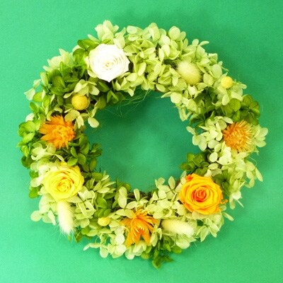 プリザーブドフラワー バラとアジサイのリースs イエロー お礼品詳細 ふるさと納税なら さとふる