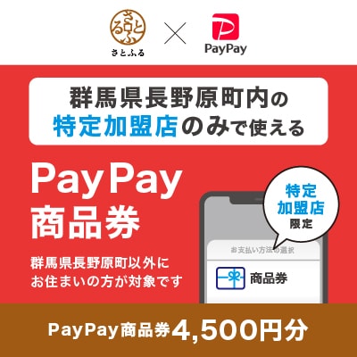群馬県長野原町　PayPay商品券(4,500円分)※地域内の一部の加盟店のみで利用可