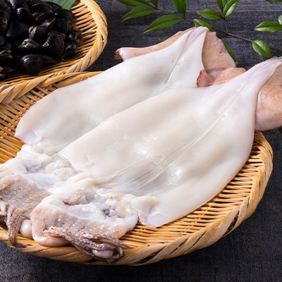 鰺ヶ沢の生干しイカ(210g～269g×2枚)と、十三湖産しじみ(250g×4袋)セット