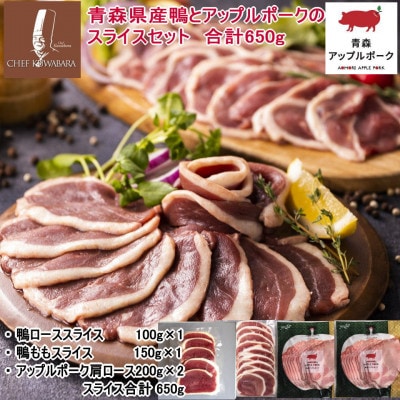 青森県産鴨肉とアップルポークのスライスセット　合計650g