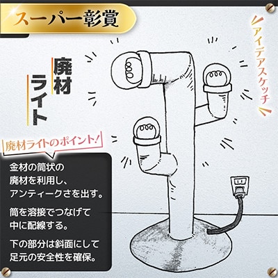 高校生のスケッチ製品化!【高校生アイデア製品化プロジェクト】「廃材ライト」弘前工業高校発