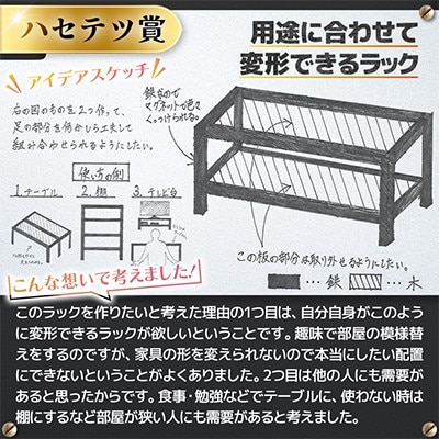 高校生のスケッチ製品化!【高校生アイデア製品化プロジェクト】「変形できるラック」弘前工業高校発