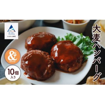 国産大麦のハンバーグ 10個入り 冷凍ハンバーグ 小分け包装 小松市産大麦