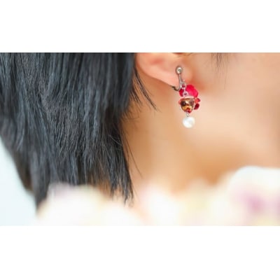 九谷花パールイヤリング・ピアス ( 九谷花パールイヤリング / 青 )