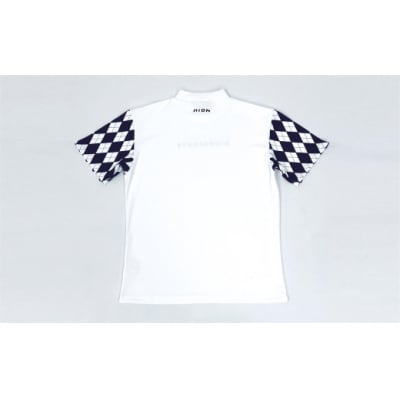 マイクロタフレッチ レディース アーガイルモックネックシャツ/ホワイト/Sサイズ