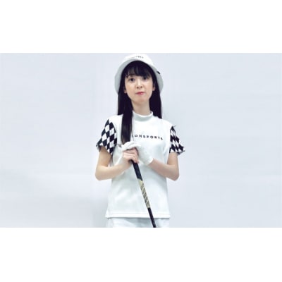 マイクロタフレッチ レディース アーガイルモックネックシャツ/ホワイト/Sサイズ